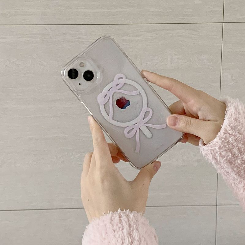 LUCKYDIP（ラッキーディップ）の「[magsafe] バレエコアダブルリボンジェルハードケース - pink（スマホグッズ/小物）」