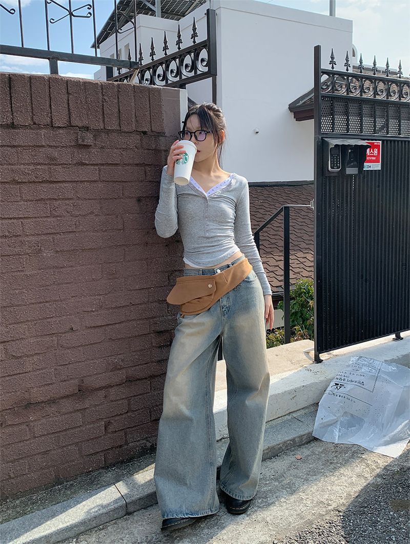 KEYRING WASHED WIDE JEANS