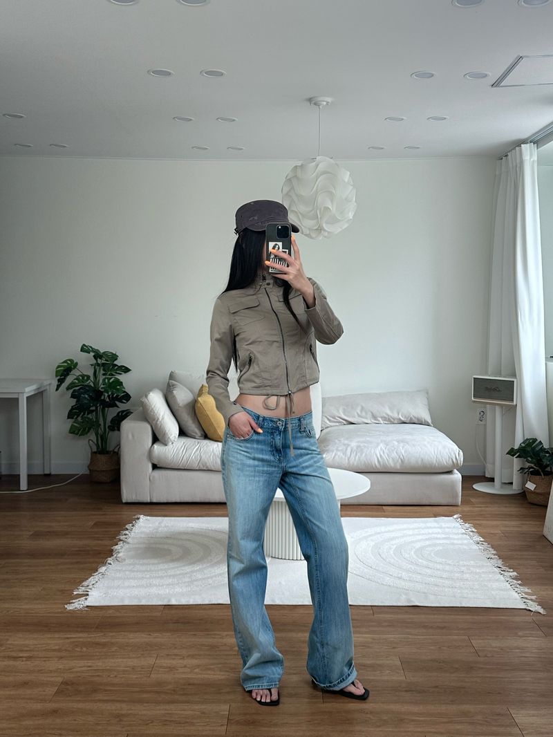 washed low denim