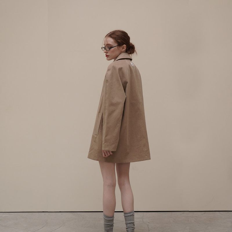 Beige Trench Half Coat