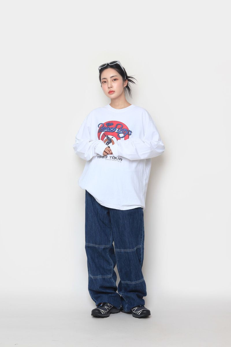 stitch work denim pants