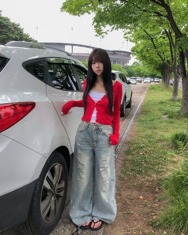 Becky Rough Damaged Denim Pants