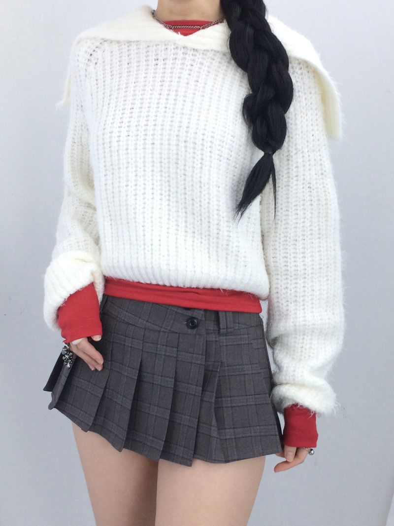 Shoulder collar loose knitwear