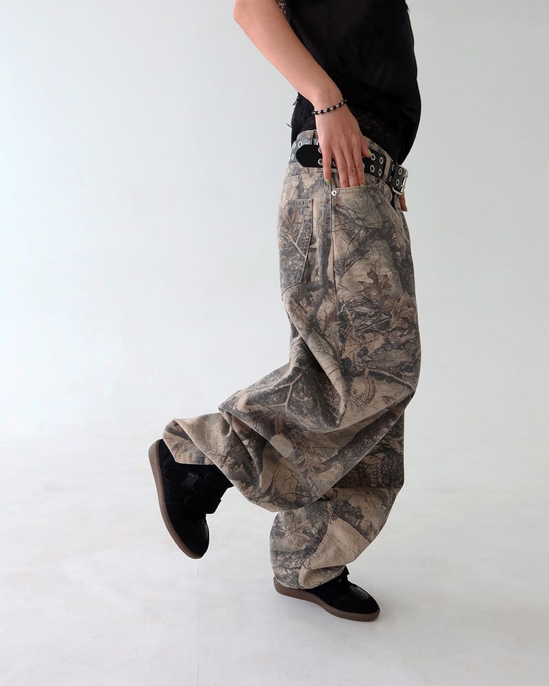 [UNISEX] Tree Camo Balloon Wide Pants
