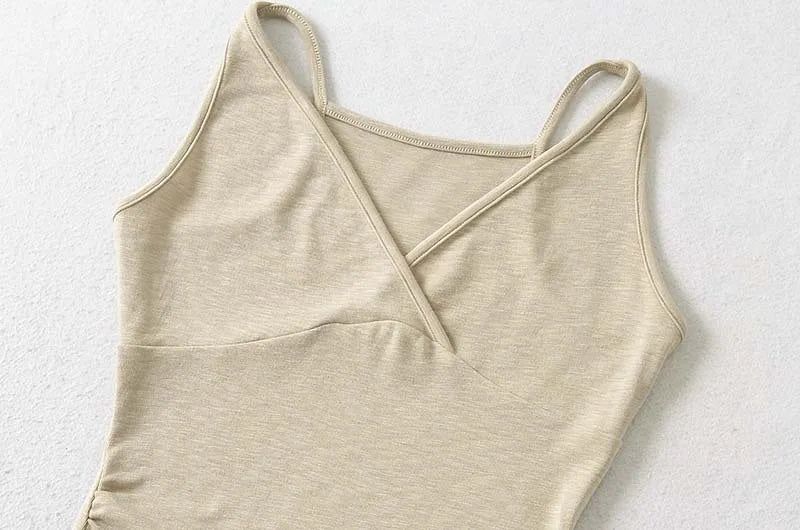 Cross-Neck Slim Sleeveless Top