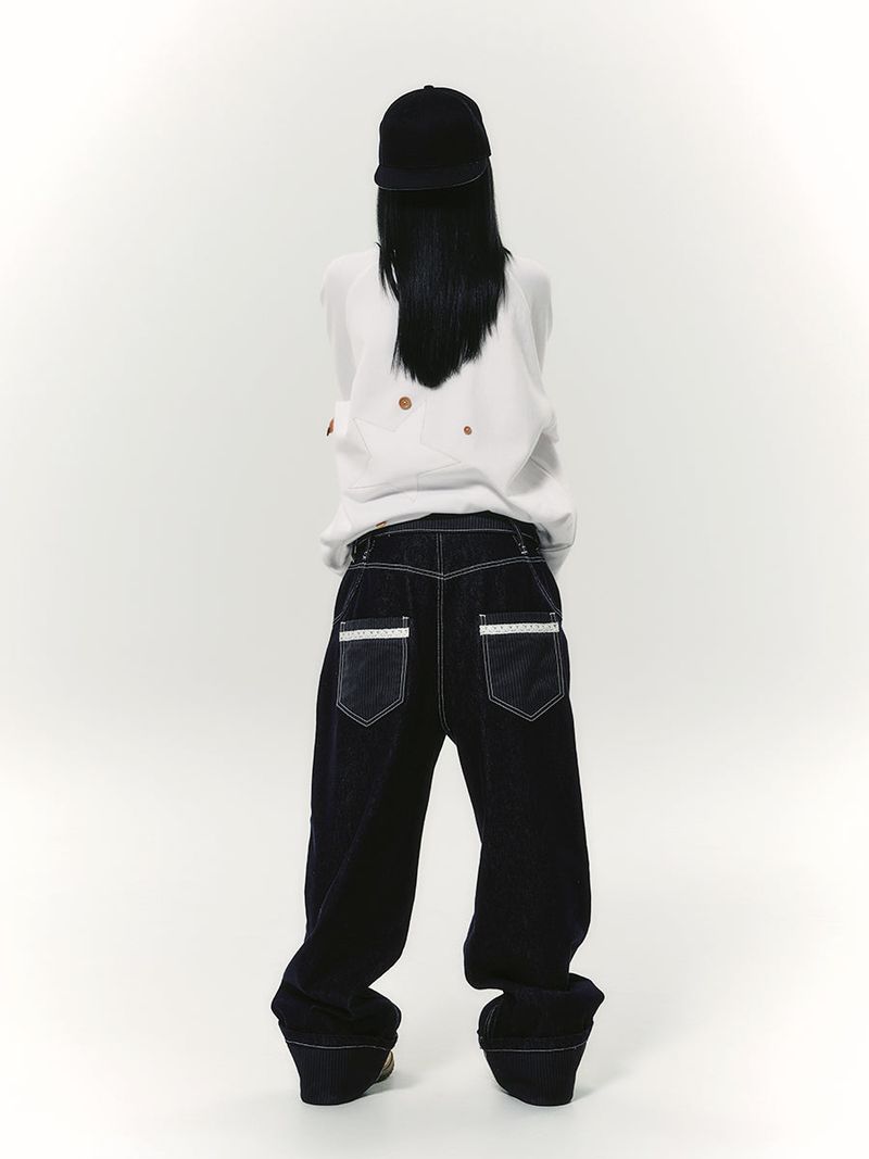 NYXX(エヌワイエックスエックス)の「LACE ROLL UP DENIM PANTS BLUE(Pants)」