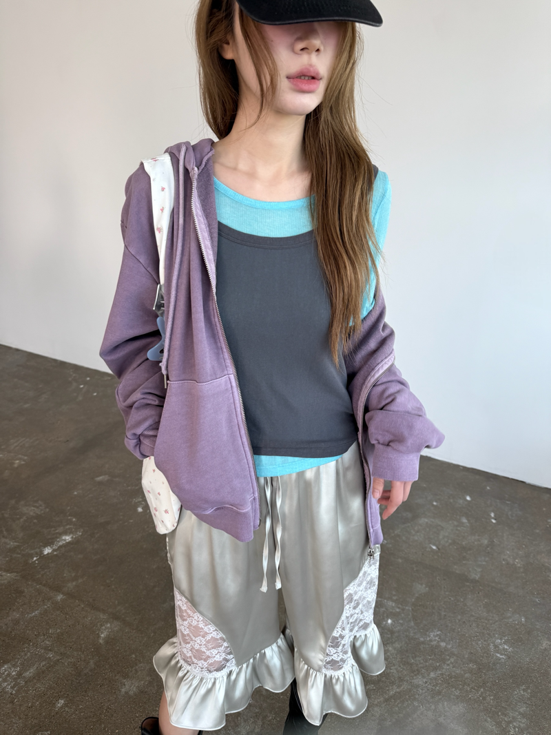 pigment crop hood zip up 