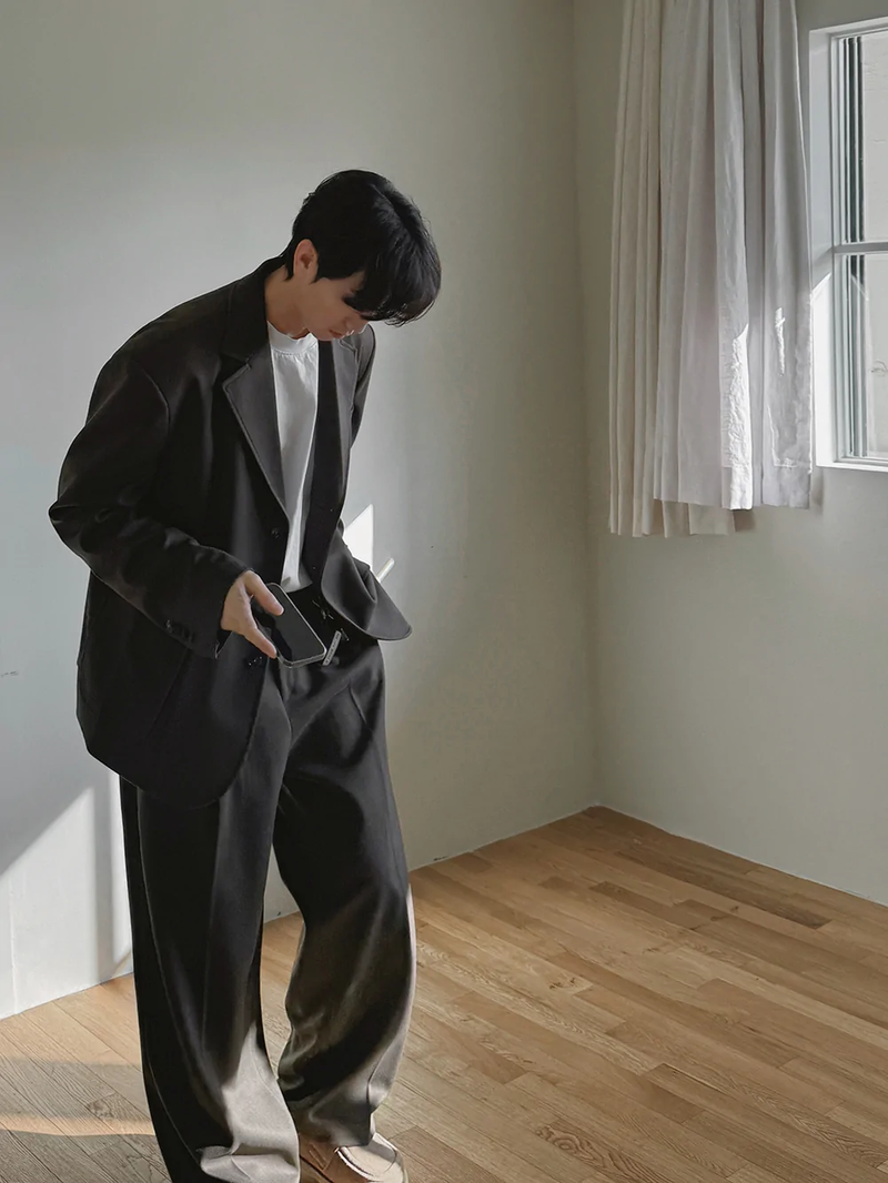 ASCLO Wool Herringbone Retro Jacket & Pants (Khaki Brown)