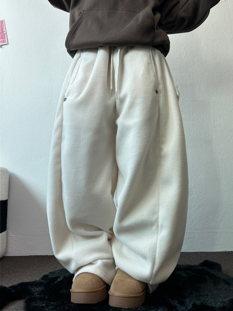 BOTH-SIDES FLEECE SNAP LONG PANTS 🧸🩵🤍6COLOR