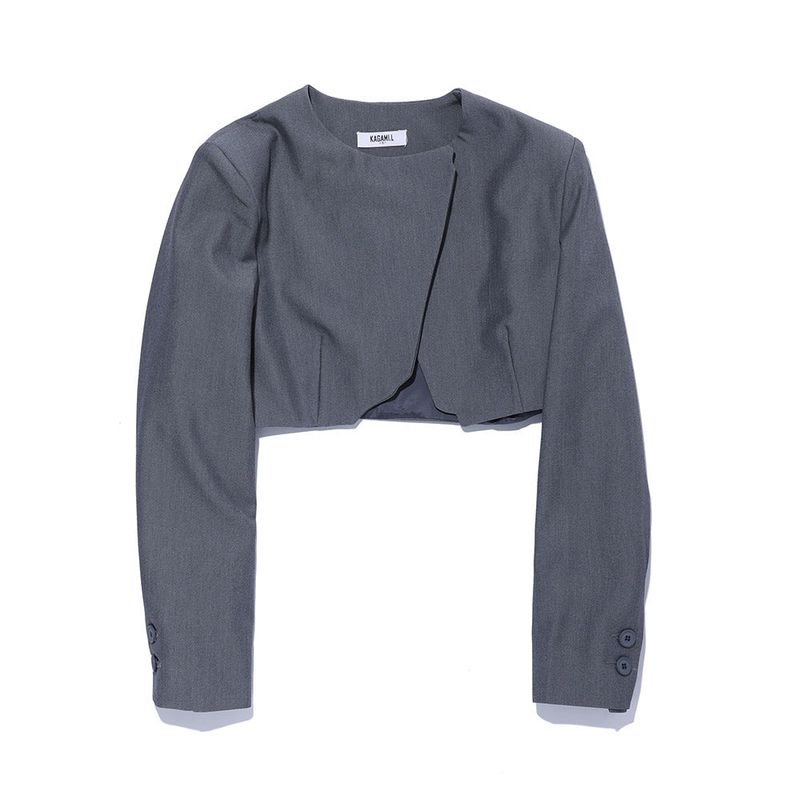 CUTTING CROSS CROP JACKET GRAY