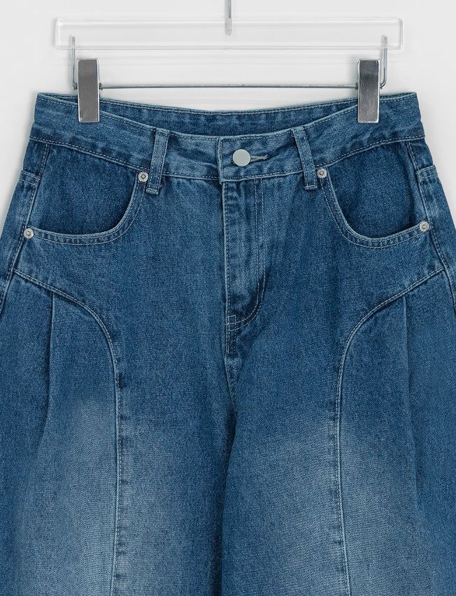 Tele Side Pintuck Wide Denim Pants