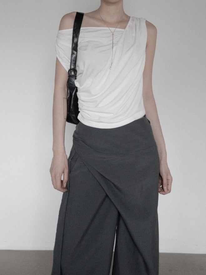 mnem（ムネム）の「Ripple Drape One-Shoulder Off-Sleeveless（Tops）」