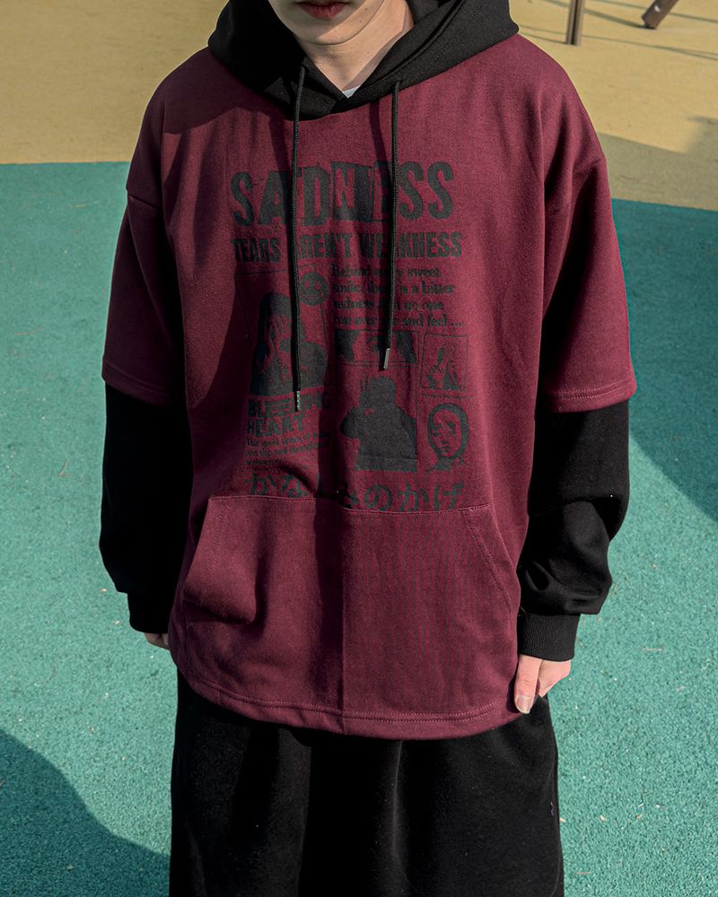 Sad Layered Oversized Hoodie