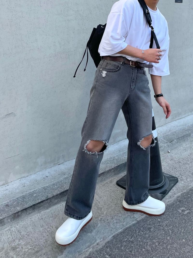 EASY DETROYED DENIM PANTS(2COLOR)