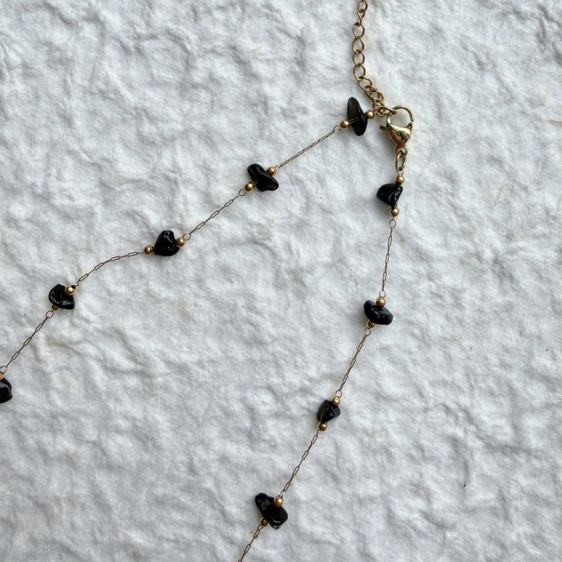 Black Stone Chain Necklace