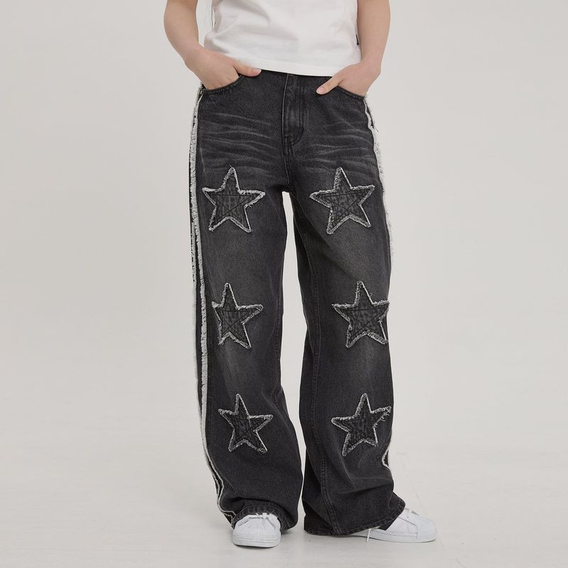 Star Applique Denim Pants 