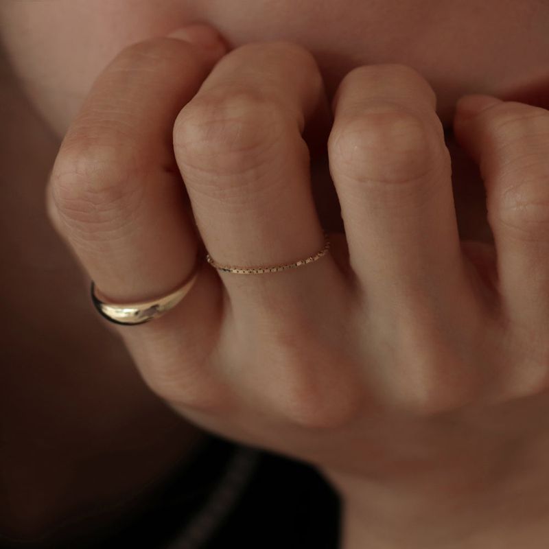 14K gold square chain ring