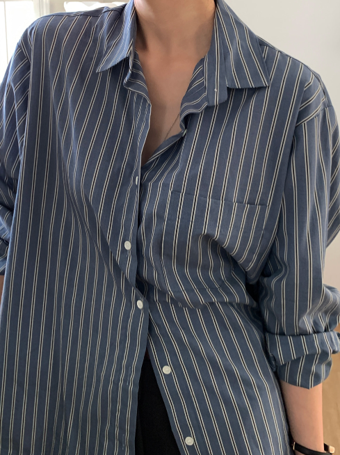 Early Stripe Oversized Shirt / 2 colors