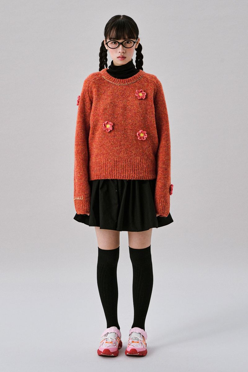 Tommy Flower Knit [Orange]