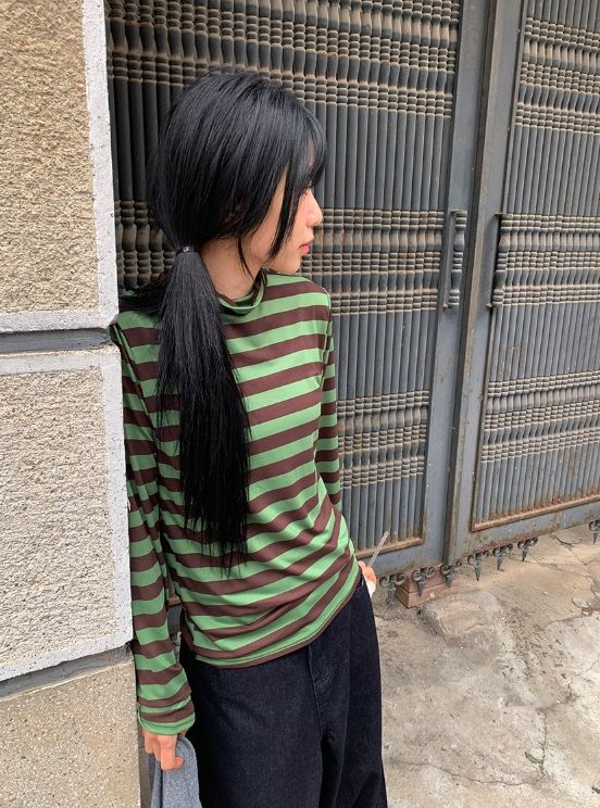 Aneva Stripe Polar Long Sleeve Tee
