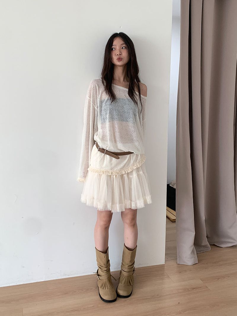 POM CHIFFON SKIRT (2C)