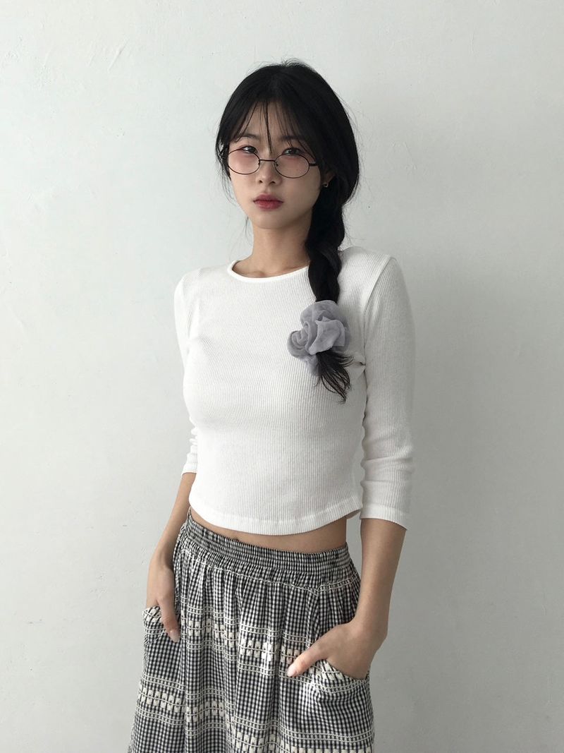 moroi(モロイ)の「スリークォーターリブニットTシャツ(トップス)」