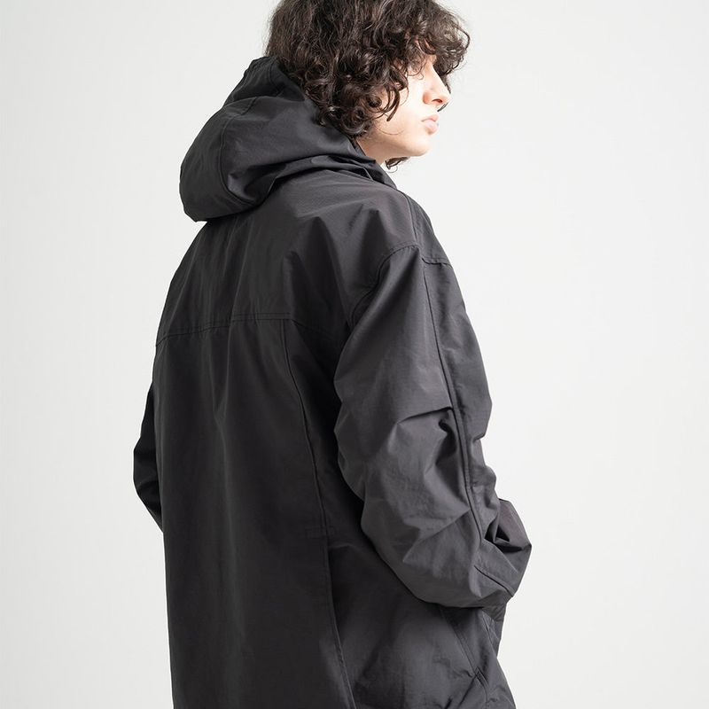 Nylon RIB Pullover Jacket - BLACK
