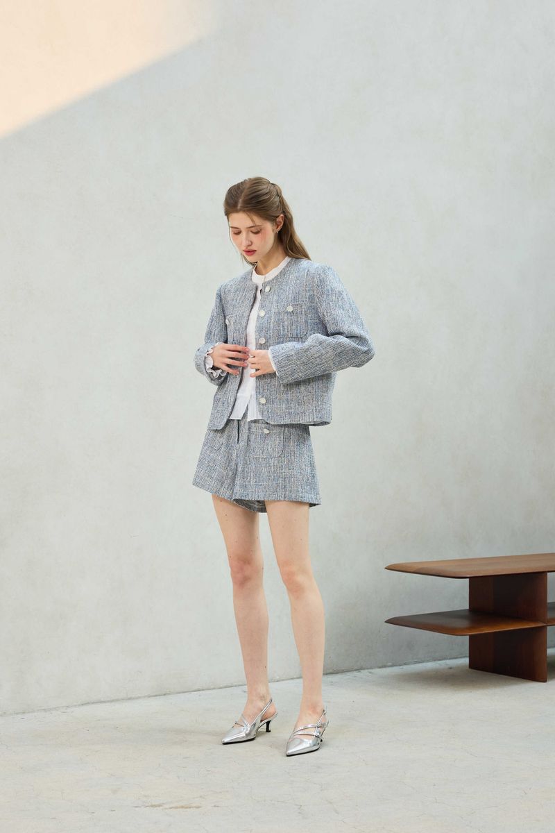 CHERISH TWEED SHORTS PANTS / SKY BLUE