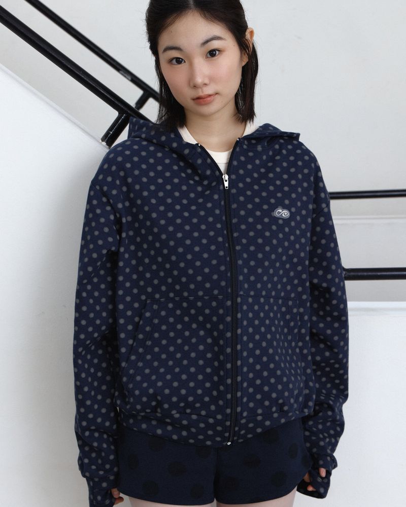 Dot Drift Zip-Up Hoodie