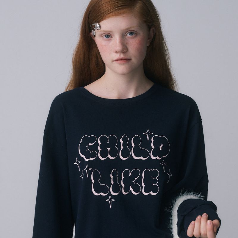 CHILDLIKE PRINTED LONG SLEEVE, NAVY