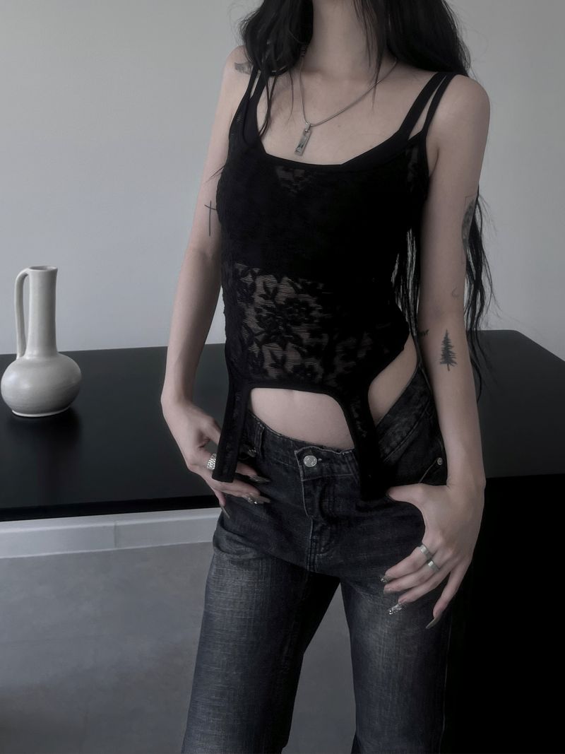 lace see-through eve top (2color)