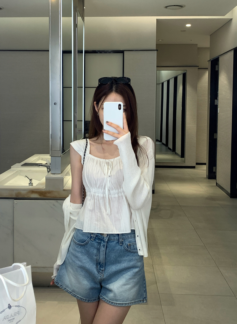 Heather Ribbon Sleeveless Blouse / 2 colors
