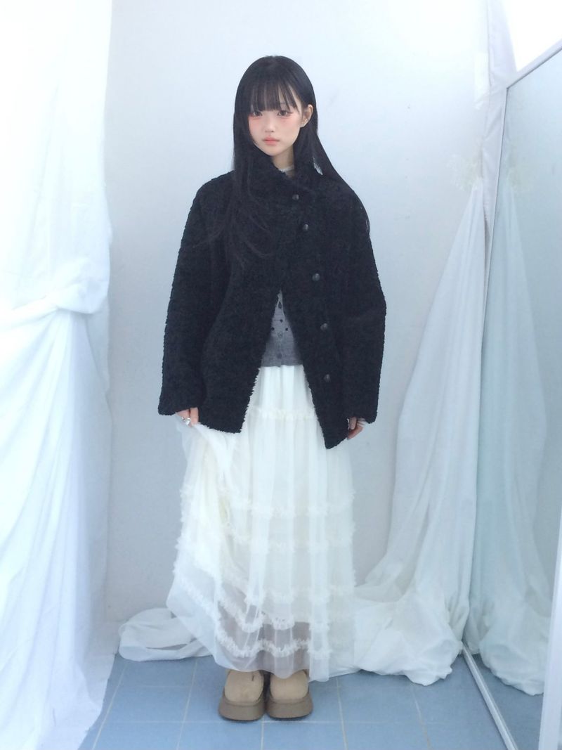 highneck puffy fur jacket