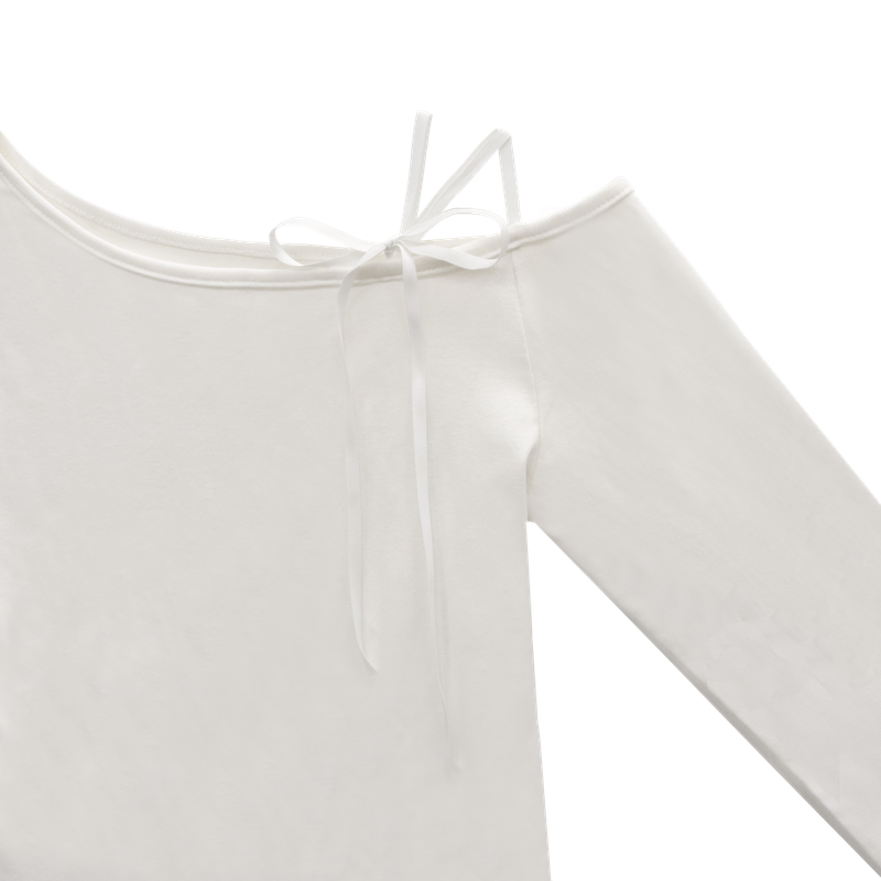 RIBBON ONE SHOULDER T-SHIRT