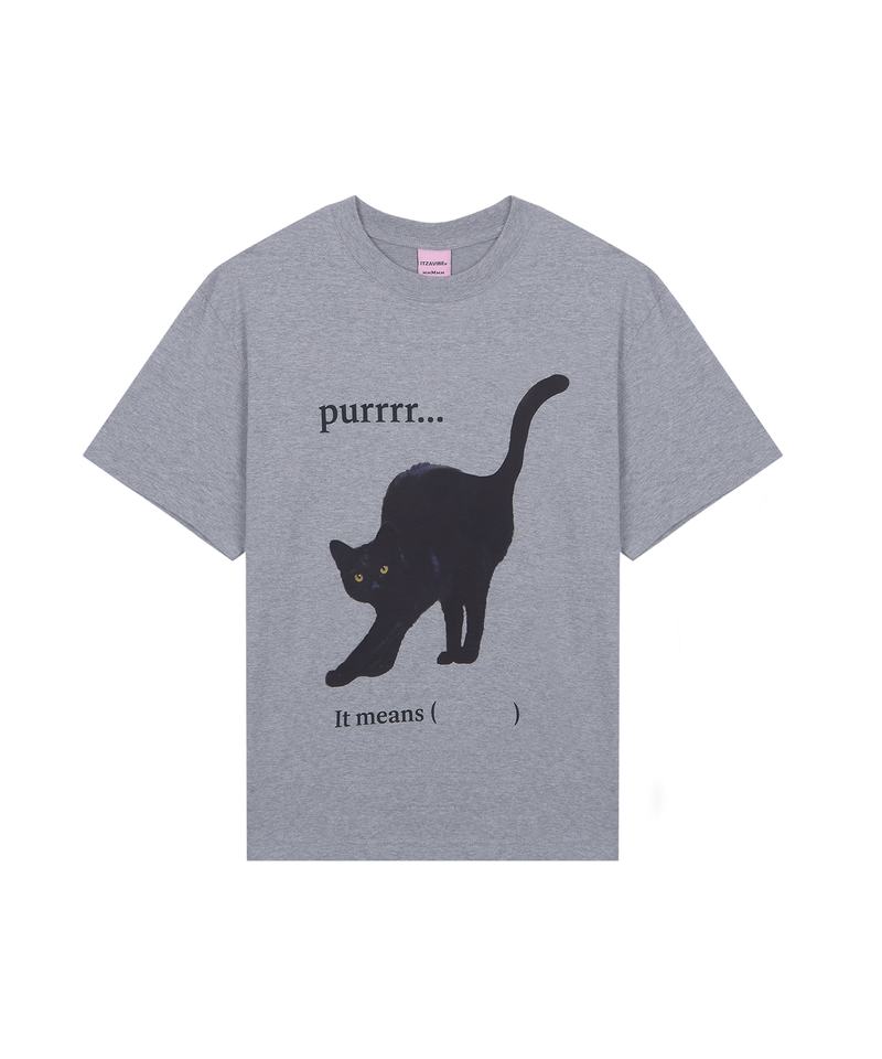 ITZAVIBE（イッザバイブ）の「GOOD LUCK BLCK CAT T-SHIRT_GRAY（Tops）」