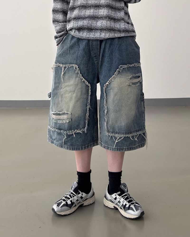 Rick Distressed Bermuda Denim Pants