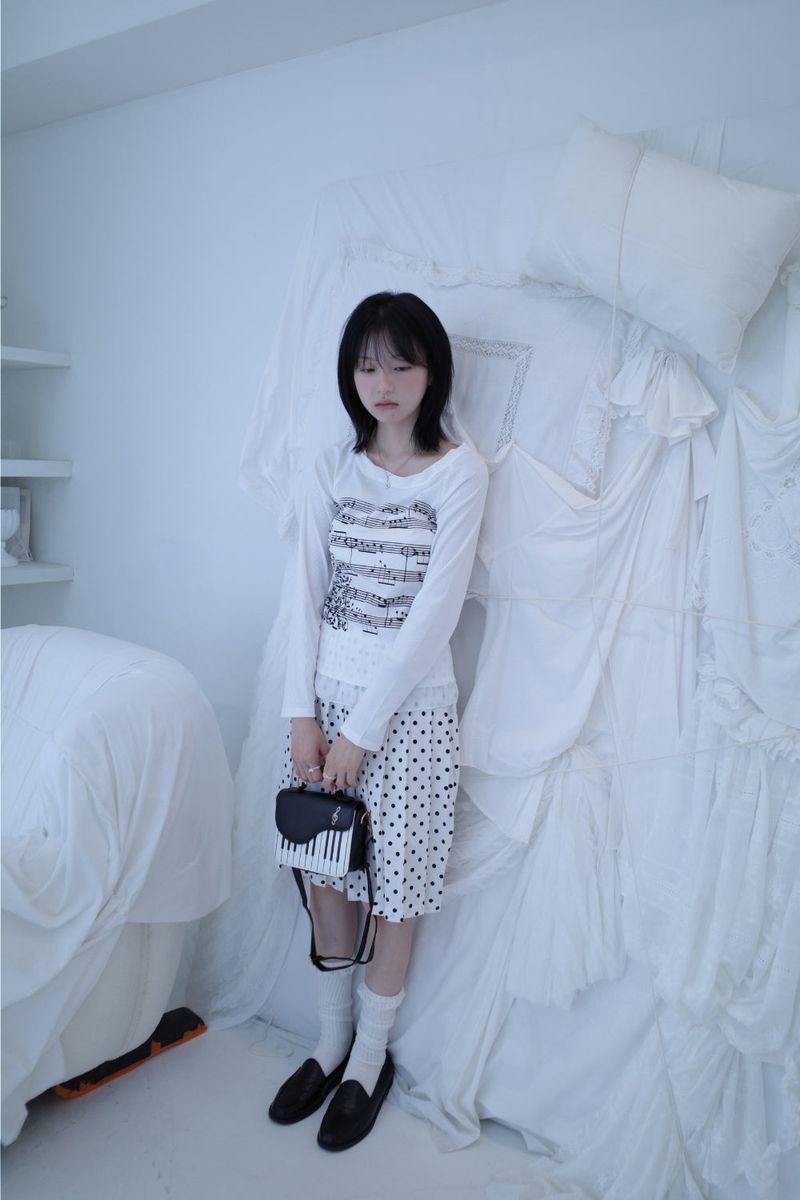 dot pleats midi sk (2color)