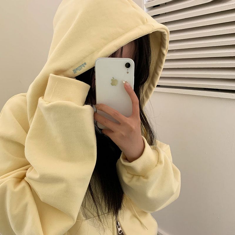 [BELLIDE MADE] Spring version, embroidered two-way cropped zip-up hoodie