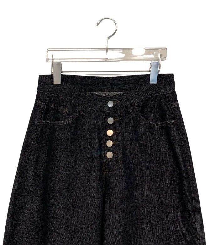 Luzern Non-Fade Button Wide Denim Pants