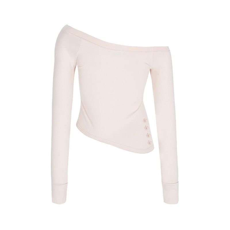 Bellialeu（ベルリアル）の「ONE SHOULDER BUTTON TEE-PINK（Tops）」