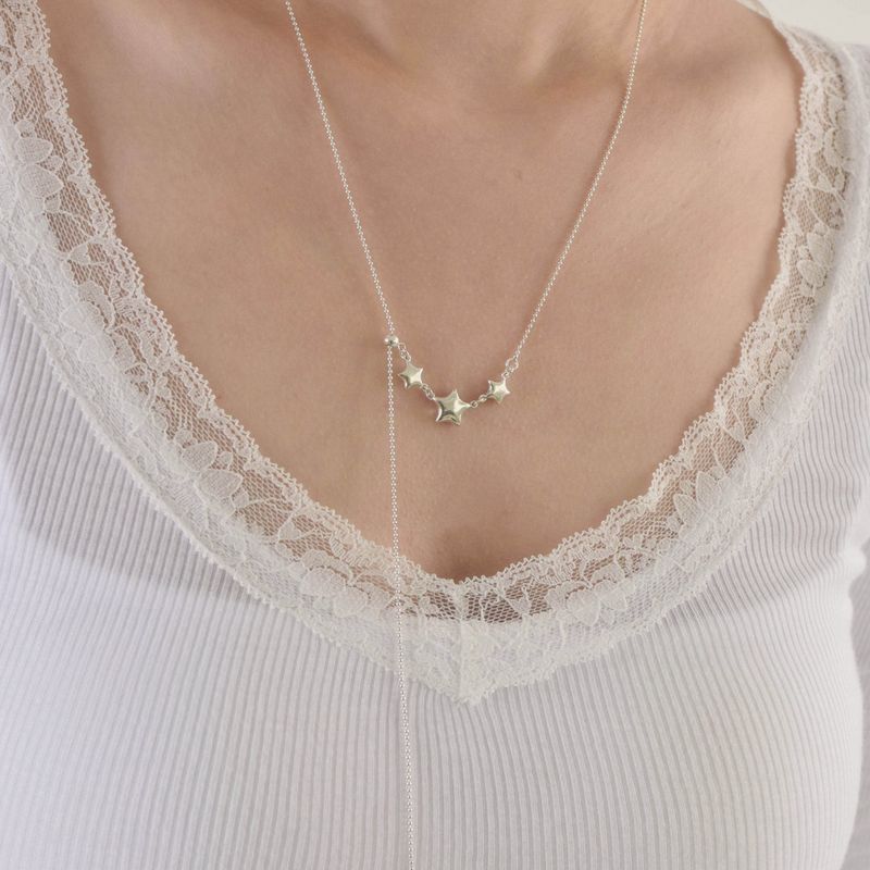 Silver 925 3star round necklace