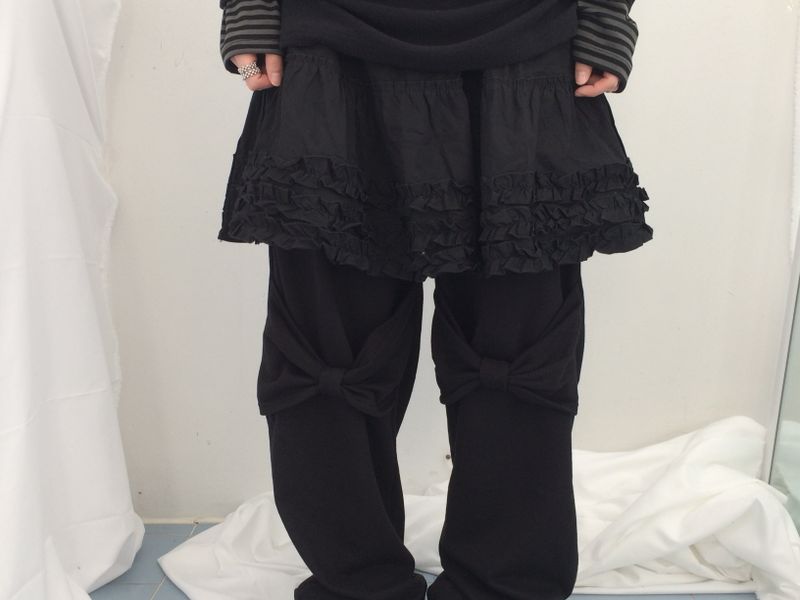 Double ribbon knee-point pants