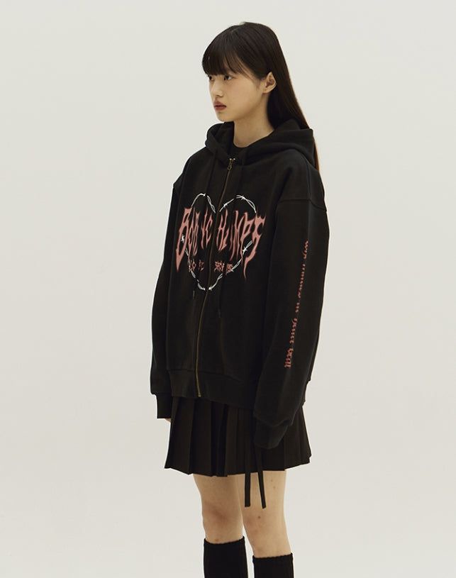 HEART TRIBAL LOGO HOOD ZIP-UP