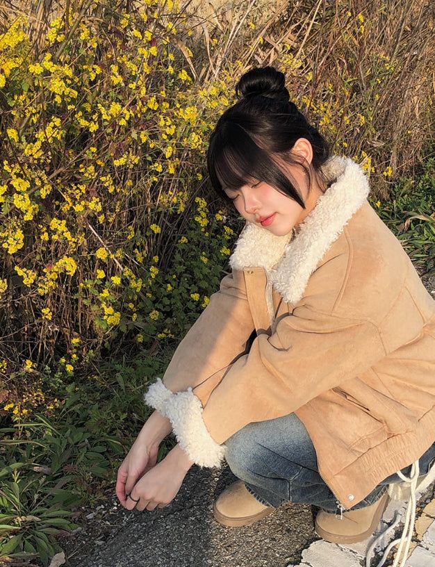 [Fur Lining] Rat Wool Suede Mustang Jumper