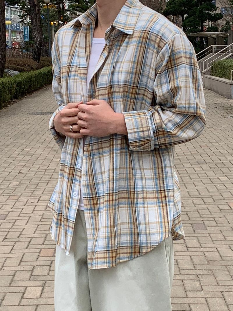 Allday Check Layered Long Sleeve Shirt