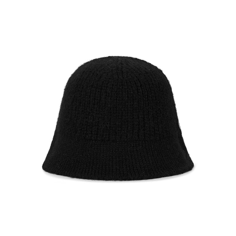 VA Curved Oval Metal Washed Knit Bucket Hat  / Black