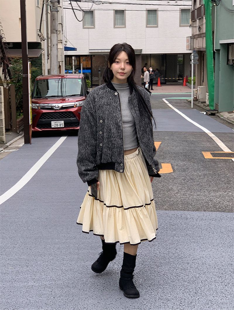 TAPE FLARE RIBBON SKIRT (2C)