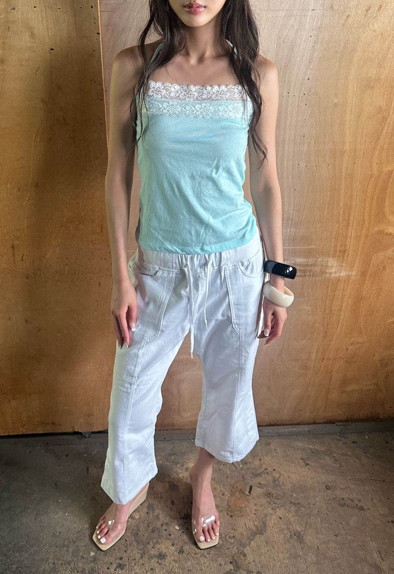 flower lace halter top