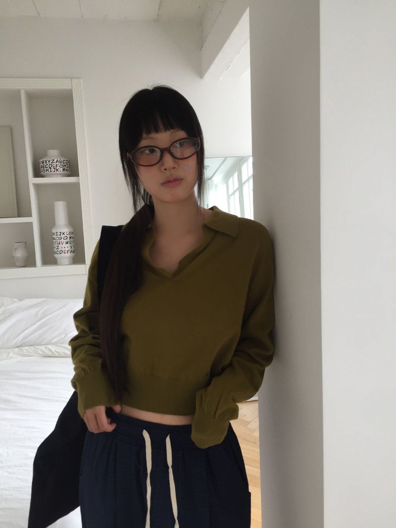 Ellen Open Collar Crop Knit (4c)