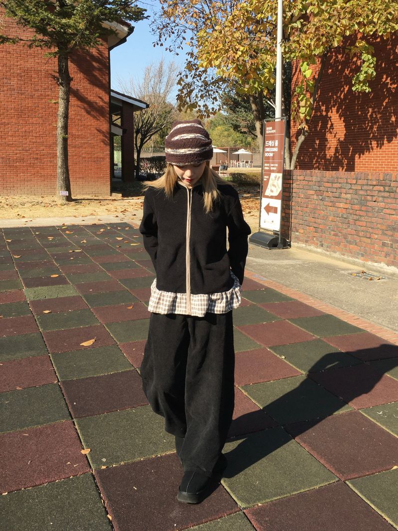 Down Lining Corduroy Wide Pants